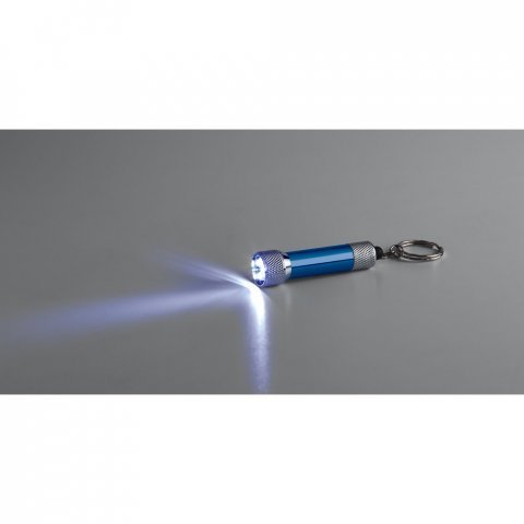 LERGAN. Chaveiro em alum&iacute;nio com lanterna de 3 luzes LEDs - Azul royal