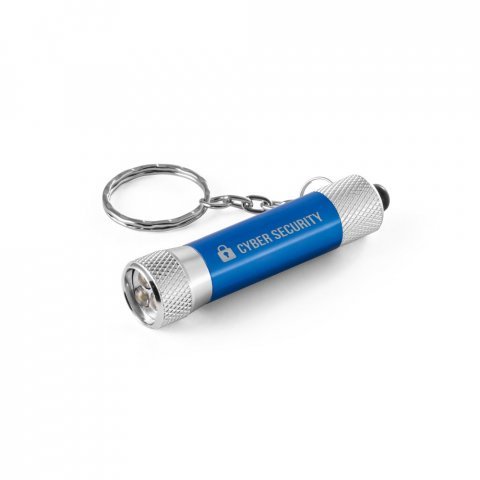 LERGAN. Chaveiro em alum&iacute;nio com lanterna de 3 luzes LEDs - Azul royal