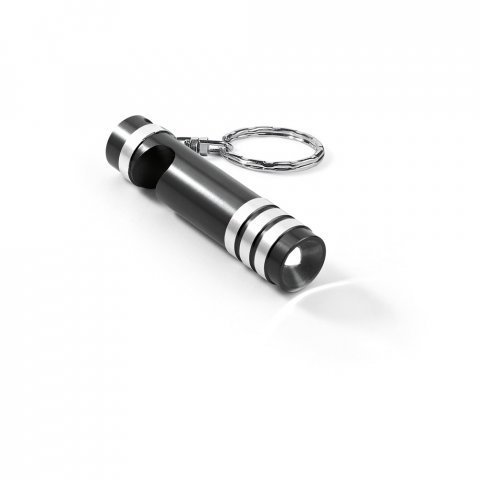 LEIF. Chaveiro em metal com lanterna LED - Preto