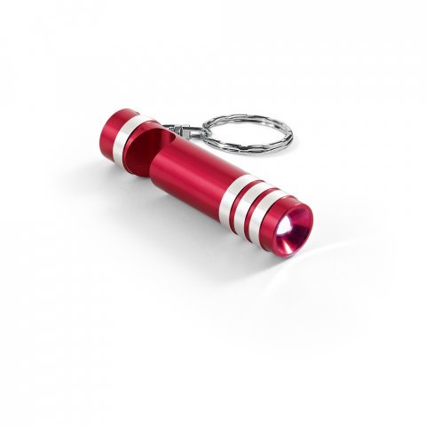 LEIF. Chaveiro em metal com lanterna LED - Vermelho