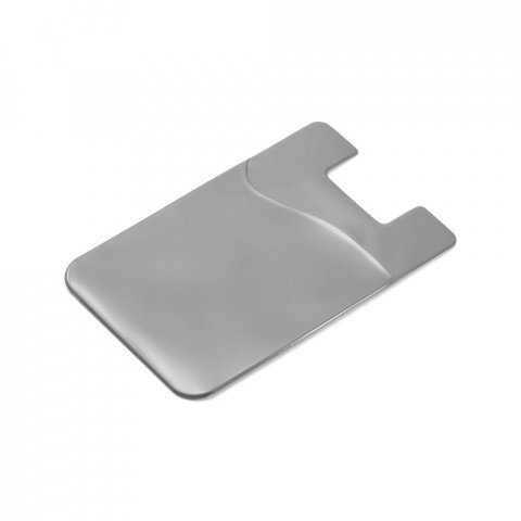 BELL. Porta cart&otilde;es para celular em PVC - Cromado satinado