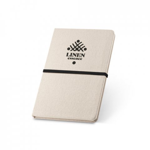 NERVAL. Caderno A5 de capa dura em linho (230 g/m&sup2;), com p&aacute;ginas pautadas - Preto