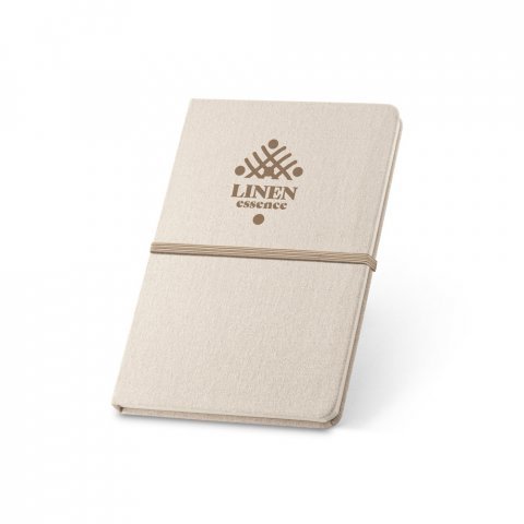 NERVAL. Caderno A5 de capa dura em linho (230 g/m&sup2;), com p&aacute;ginas pautadas - Natural