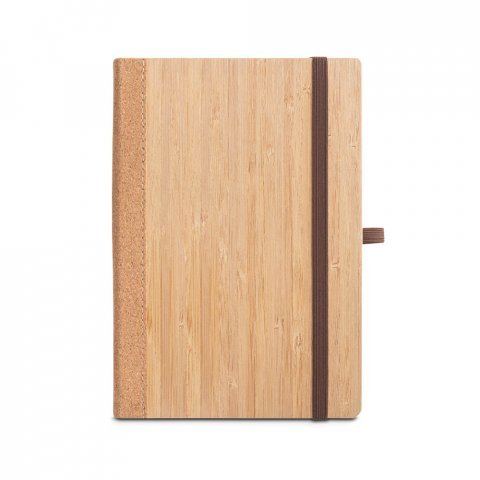 ORWELL. Caderno A5 de capa dura em folha de bambu e corti&ccedil;a, com p&aacute;ginas pautadas - Natural