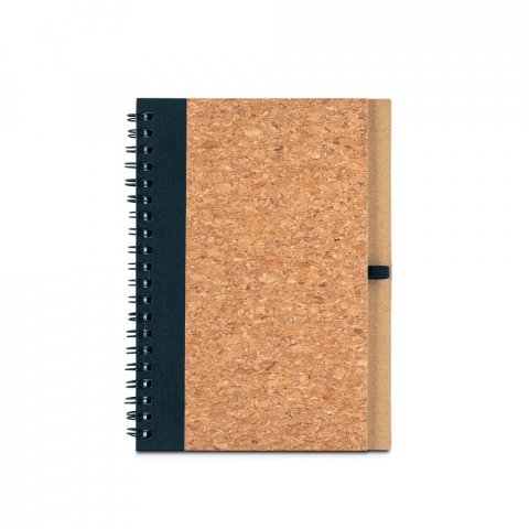 VICENTE. Caderno B6 de capa dura em corti&ccedil;a e PET 100% reciclado, com p&aacute;ginas lisas recicladas - Preto