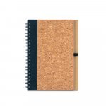 VICENTE. Caderno B6 de capa dura em corti&ccedil;a e PET 100% reciclado, com p&aacute;ginas lisas recicladas - Preto