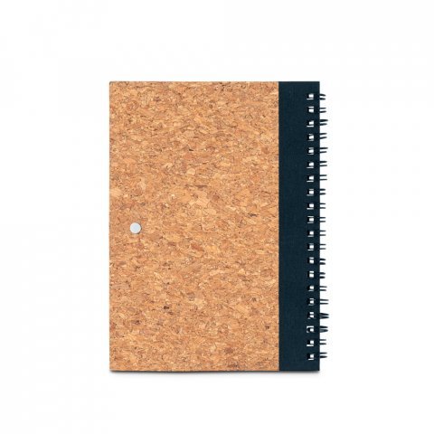 VICENTE. Caderno B6 de capa dura em corti&ccedil;a e PET 100% reciclado, com p&aacute;ginas lisas recicladas - Preto