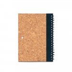 VICENTE. Caderno B6 de capa dura em corti&ccedil;a e PET 100% reciclado, com p&aacute;ginas lisas recicladas - Preto
