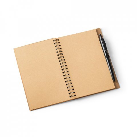 VICENTE. Caderno B6 de capa dura em corti&ccedil;a e PET 100% reciclado, com p&aacute;ginas lisas recicladas - Preto