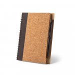 VICENTE. Caderno B6 de capa dura em corti&ccedil;a e PET 100% reciclado, com p&aacute;ginas lisas recicladas - Preto