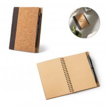 VICENTE. Caderno B6 de capa dura em corti&ccedil;a e PET 100% reciclado, com p&aacute;ginas lisas recicladas