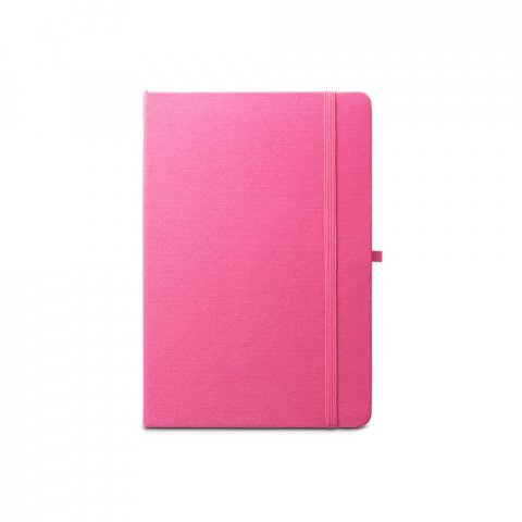 ANNE. Caderno A5 de capa dura em PET 100% reciclado, com p&aacute;ginas pautadas recicladas - Rosa