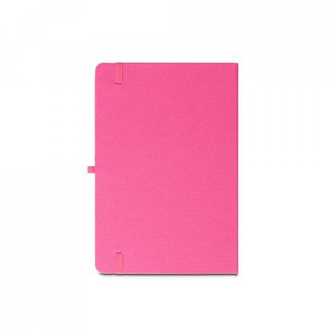 ANNE. Caderno A5 de capa dura em PET 100% reciclado, com p&aacute;ginas pautadas recicladas - Rosa