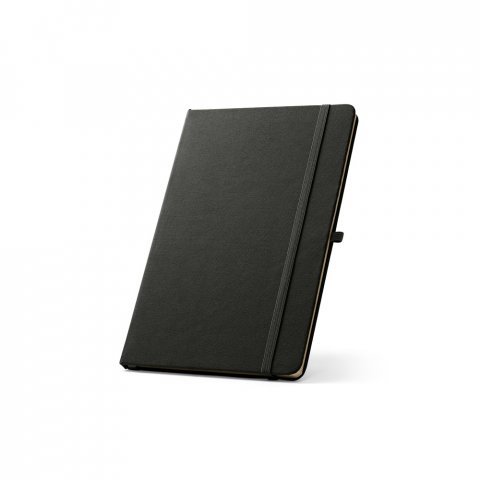 ANNE. Caderno A5 de capa dura em PET 100% reciclado, com p&aacute;ginas pautadas recicladas - Preto