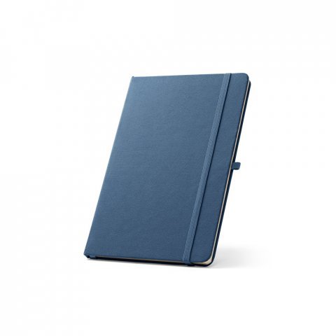 ANNE. Caderno A5 de capa dura em PET 100% reciclado, com p&aacute;ginas pautadas recicladas - Azul