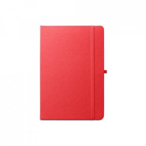 ANNE. Caderno A5 de capa dura em PET 100% reciclado, com p&aacute;ginas pautadas recicladas - Vermelho