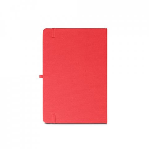 ANNE. Caderno A5 de capa dura em PET 100% reciclado, com p&aacute;ginas pautadas recicladas - Vermelho