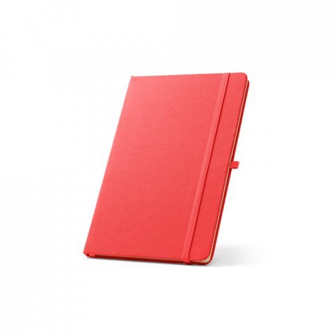 ANNE. Caderno A5 de capa dura em PET 100% reciclado, com p&aacute;ginas pautadas recicladas - Vermelho
