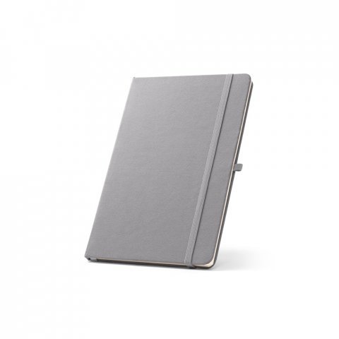 ANNE. Caderno A5 de capa dura em PET 100% reciclado, com p&aacute;ginas pautadas recicladas - Cinza