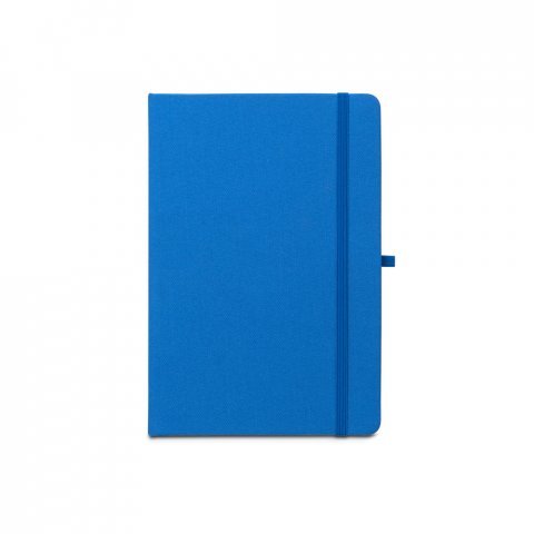 ANNE. Caderno A5 de capa dura em PET 100% reciclado, com p&aacute;ginas pautadas recicladas - Azul royal
