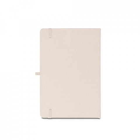 ANNE. Caderno A5 de capa dura em PET 100% reciclado, com p&aacute;ginas pautadas recicladas - Branco pastel