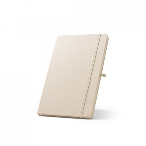 ANNE. Caderno A5 de capa dura em PET 100% reciclado, com p&aacute;ginas pautadas recicladas - Branco pastel