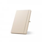 ANNE. Caderno A5 de capa dura em PET 100% reciclado, com p&aacute;ginas pautadas recicladas - Branco pastel