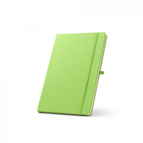 ANNE. Caderno A5 de capa dura em PET 100% reciclado, com p&aacute;ginas pautadas recicladas - Verde claro
