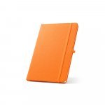 ANNE. Caderno A5 de capa dura em PET 100% reciclado, com p&aacute;ginas pautadas recicladas - Laranja