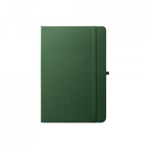 ANNE. Caderno A5 de capa dura em PET 100% reciclado, com p&aacute;ginas pautadas recicladas - Verde escuro
