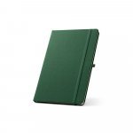 ANNE. Caderno A5 de capa dura em PET 100% reciclado, com p&aacute;ginas pautadas recicladas - Verde escuro