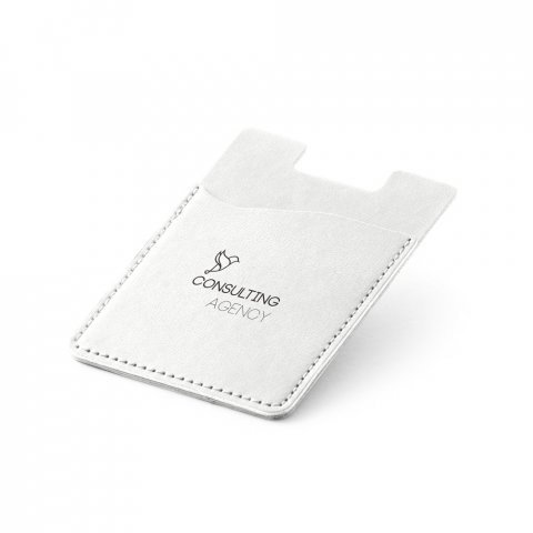 BLOCK. Porta cart&otilde;es para celular com bloqueio de RFID em PU - Branco