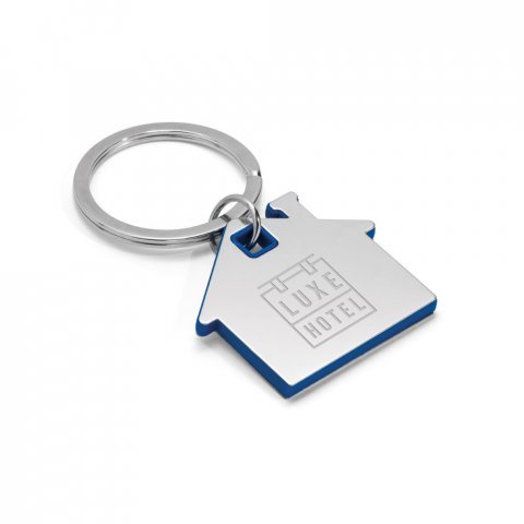 VIVRE. Chaveiro casa em metal e ABS - Azul royal