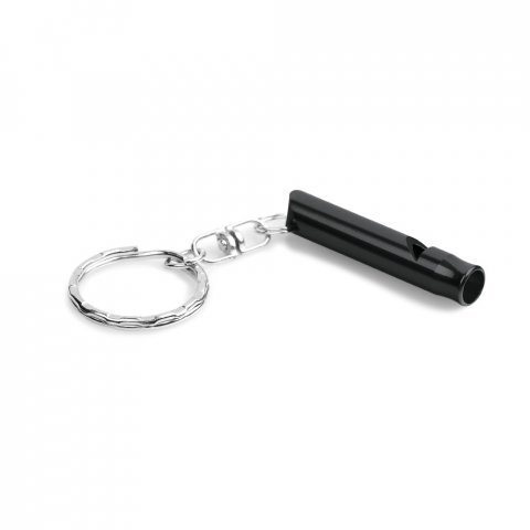 TRUDY. Chaveiro em metal com apito - Preto