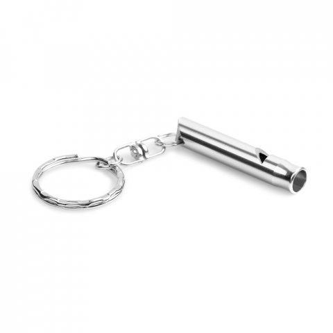 TRUDY. Chaveiro em metal com apito - Cromado satinado