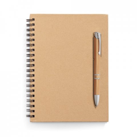 ROCK. Caderno B6 de capa dura em papel kraft (120 g/m&sup2;), com p&aacute;ginas lisas - Natural
