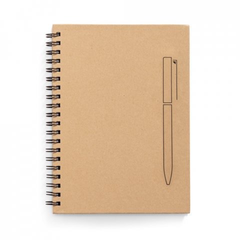 ROCK. Caderno B6 de capa dura em papel kraft (120 g/m&sup2;), com p&aacute;ginas lisas - Natural