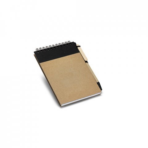 RINGORD. Caderno de bolso espiral de capa dura, com p&aacute;ginas lisas recicladas - Preto
