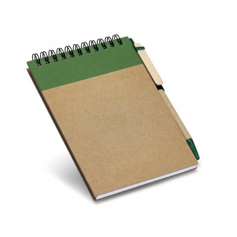 RINGORD. Caderno de bolso espiral de capa dura, com p&aacute;ginas lisas recicladas - Verde