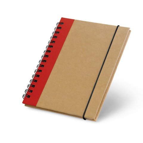 CORNISH. Caderno A6 de capa dura em cart&atilde;o, com p&aacute;ginas lisas recicladas - Vermelho