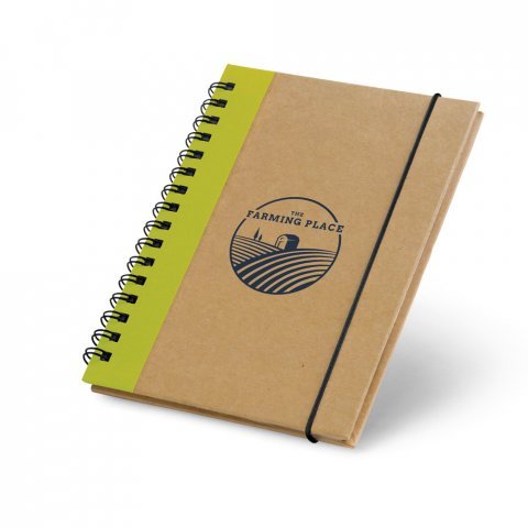 CORNISH. Caderno A6 de capa dura em cart&atilde;o, com p&aacute;ginas lisas recicladas - Verde claro