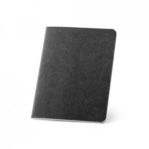BULFINCH. Caderno B7 de capa flex&iacute;vel em cart&atilde;o kraft 100% reciclado, com p&aacute;ginas lisas recicladas - Preto