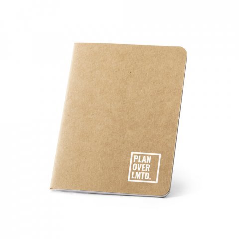 BULFINCH. Caderno B7 de capa flex&iacute;vel em cart&atilde;o kraft 100% reciclado, com p&aacute;ginas lisas recicladas - Natural