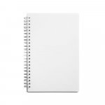 COBEN. Caderno A5 de capa flex&iacute;vel em PP, com tratamento antibacteriano e p&aacute;ginas pautadas recicladas - Branco