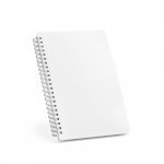 COBEN. Caderno A5 de capa flex&iacute;vel em PP, com tratamento antibacteriano e p&aacute;ginas pautadas recicladas - Branco