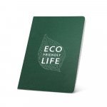 ECOWN. Caderno A5 de capa flex&iacute;vel em cart&atilde;o kraft 100% reciclado, com p&aacute;ginas pautadas recicladas - Verde escuro