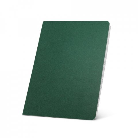 ECOWN. Caderno A5 de capa flex&iacute;vel em cart&atilde;o kraft 100% reciclado, com p&aacute;ginas pautadas recicladas - Verde escuro