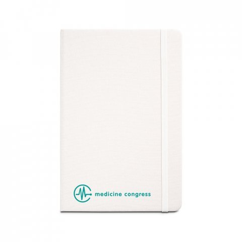 MONDRIAN. Caderno A5 de capa dura em poli&eacute;ster 100% reciclado, com tratamento antibacteriano e p&aacute;ginas pautadas - Cinza claro