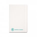 MONDRIAN. Caderno A5 de capa dura em poli&eacute;ster 100% reciclado, com tratamento antibacteriano e p&aacute;ginas pautadas - Cinza claro