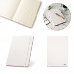 MONDRIAN. Caderno A5 de capa dura em poli&eacute;ster 100% reciclado, com tratamento antibacteriano e p&aacute;ginas pautadas